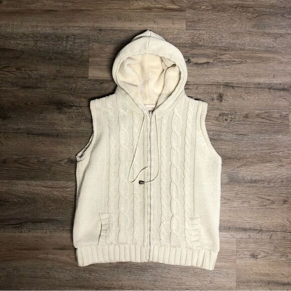 Women’s Country Door Cream Cable Knit Sweater Vest Size L - Picture 1 of 6
